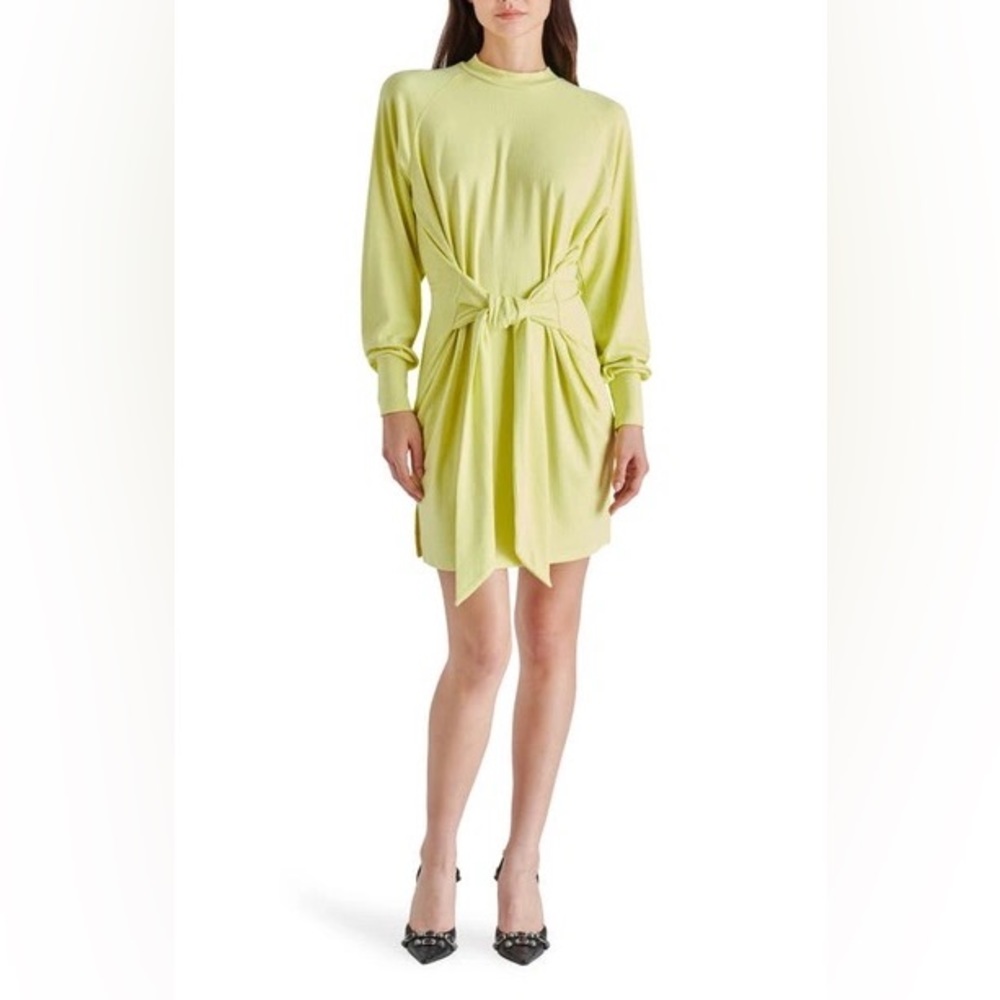 Steve Madden: Long Sleeve Tie Waist Ribbed Dress